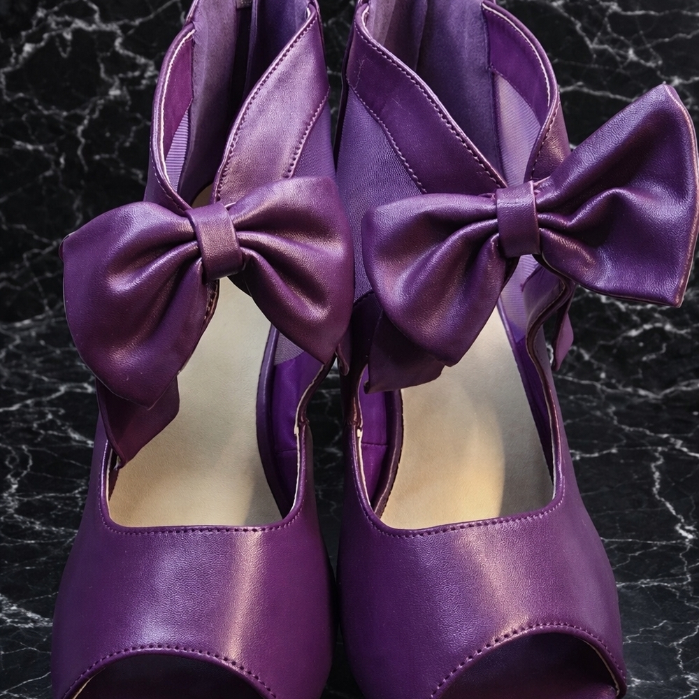 Elegant Purple Women's Shoes with Bow